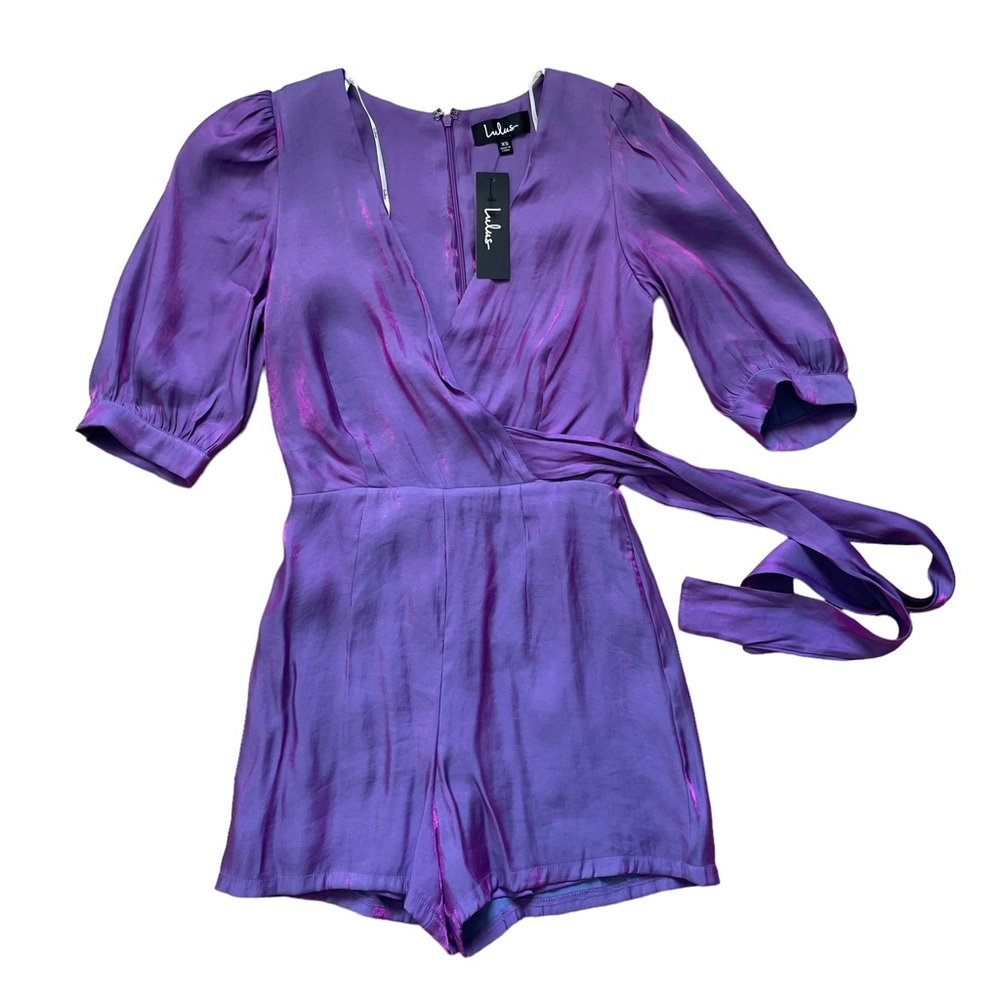 Lulu's Purple Puff Sleeve Romper
